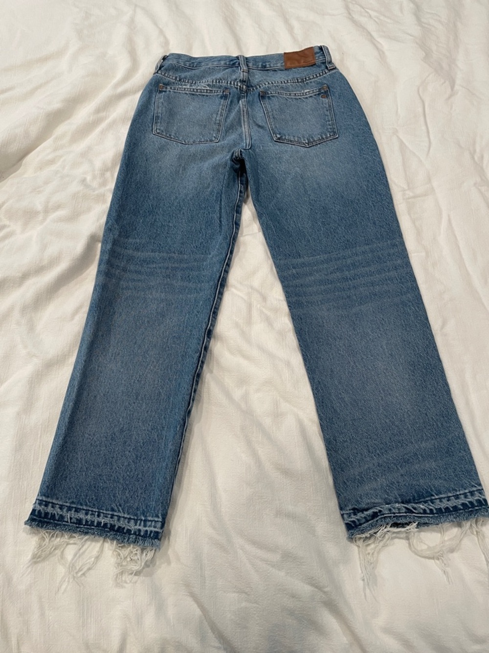 Madewell Distressed Light Blue Straight-Leg Jeans Size 27 with Frayed Hem - Picture 6 of 9